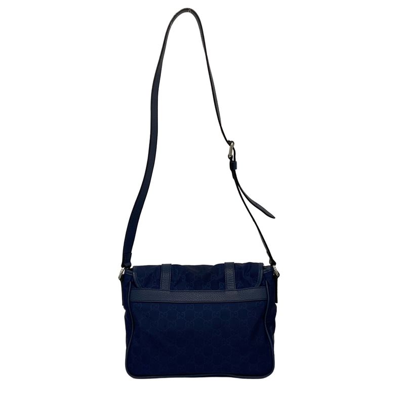 Gucci Shoulder Bag GG Pattern 510335 Navy Leather