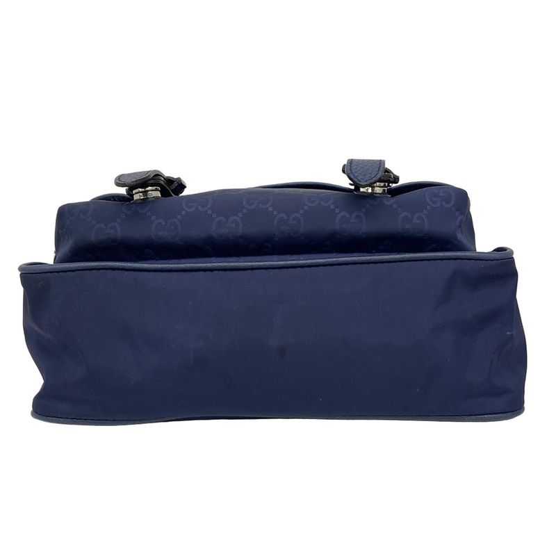 Gucci Shoulder Bag GG Pattern 510335 Navy Leather