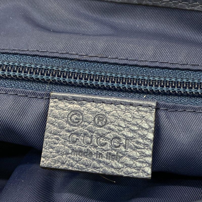 Gucci Shoulder Bag GG Pattern 510335 Navy Leather
