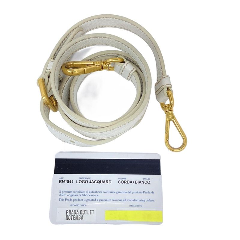 Prada Tote Bag Logo Jacquard Bn1841 Khaki X White Leather Tag Leather