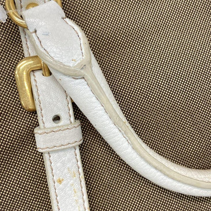 Prada Tote Bag Logo Jacquard Bn1841 Khaki X White Leather Tag Leather