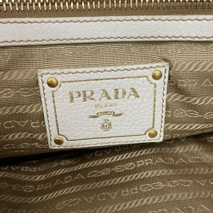 Prada Tote Bag Logo Jacquard Bn1841 Khaki X White Leather Tag Leather