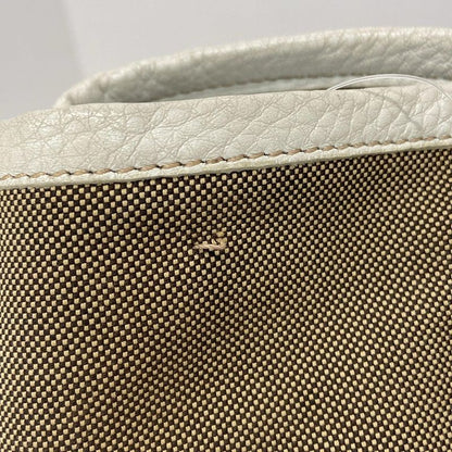 Prada Tote Bag Logo Jacquard Bn1841 Khaki X White Leather Tag Leather