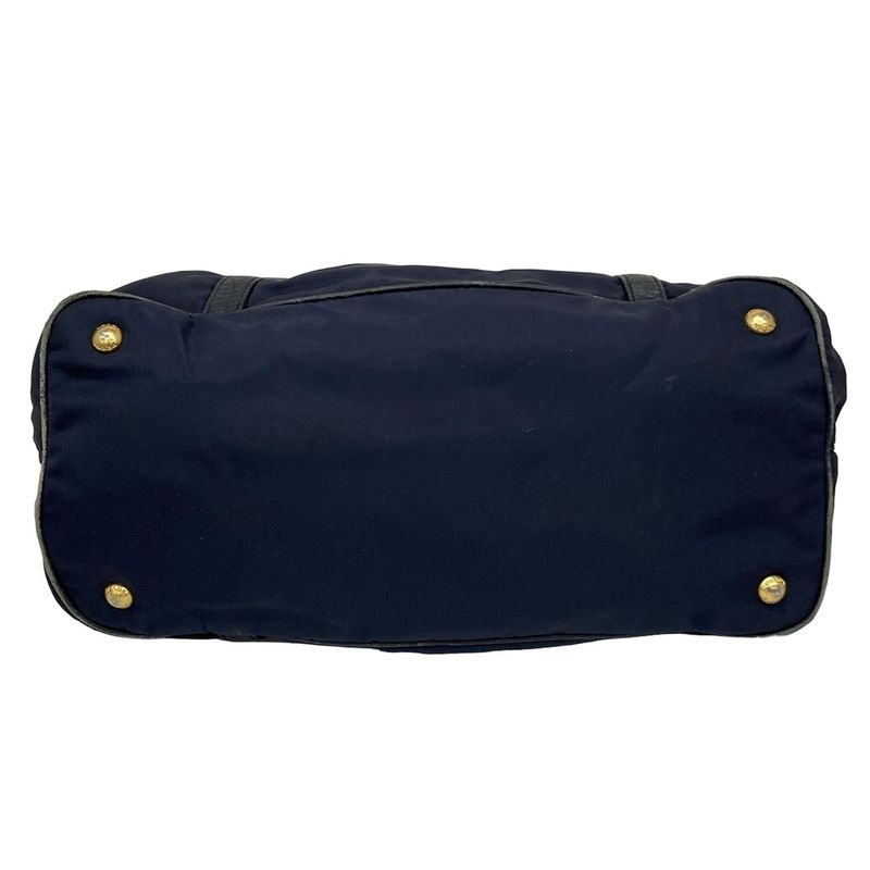 Prada Tote Bag - Bn2527 Navy Leather Tag Leather