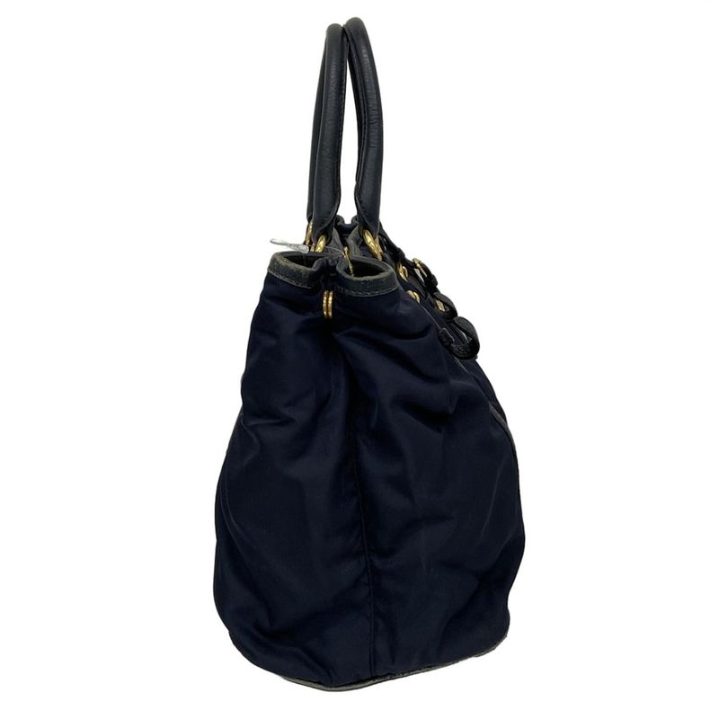 Prada Tote Bag - Bn2527 Navy Leather Tag Leather