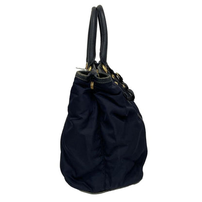 Prada Tote Bag - Bn2527 Navy Leather Tag Leather