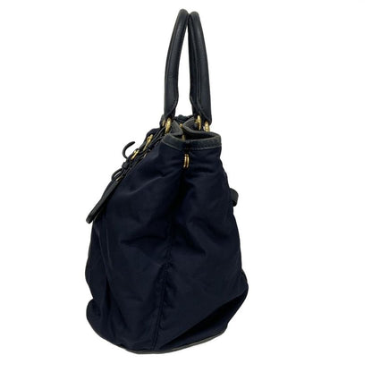 Prada Tote Bag - Bn2527 Navy Leather Tag Leather