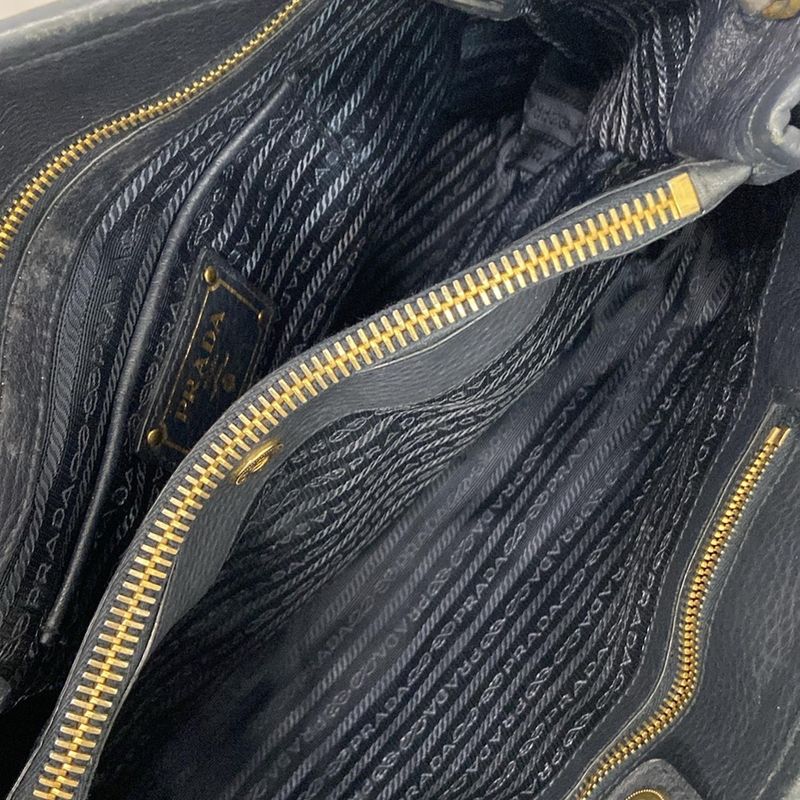 Prada Tote Bag - Bn2527 Navy Leather Tag Leather