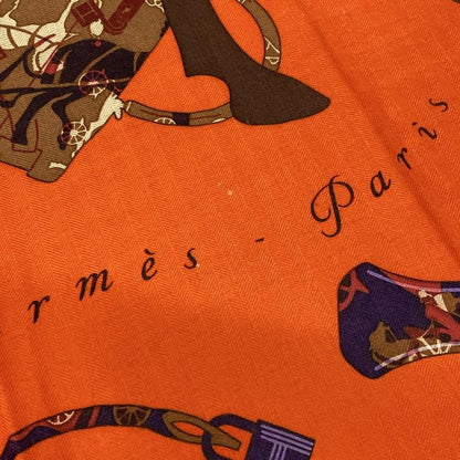 Hermes Shawl Carre Geant 140 Orange X Dark Brown X Multi Kelly En Caleche