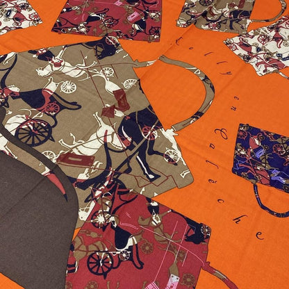 Hermes Shawl Carre Geant 140 Orange X Dark Brown X Multi Kelly En Caleche