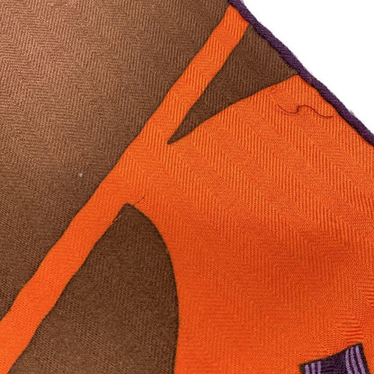 Hermes Shawl Carre Geant 140 Orange X Dark Brown X Multi Kelly En Caleche