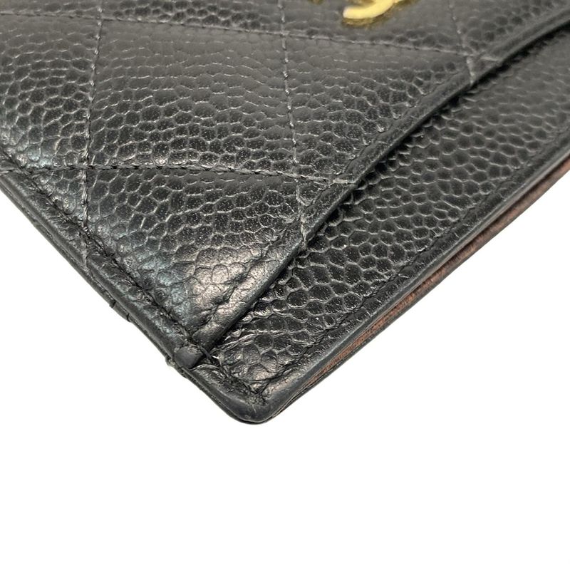 Chanel Card Case Matelasse Ap0213 Black Gold Hardware Coco Mark