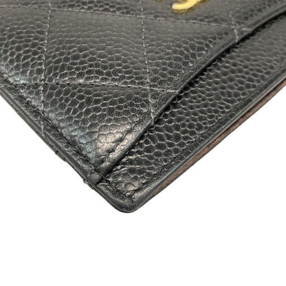 Chanel Card Case Matelasse Ap0213 Black Gold Hardware Coco Mark