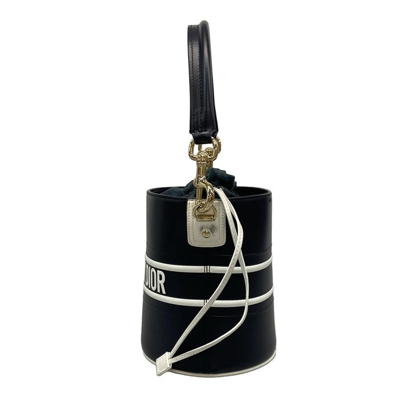 Dior Christian Dior Handbag Vibe Small Bucket Bag Dark Navy X White Drawstring