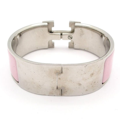 Hermes Bangle Click Crack H Silver X Light Pink