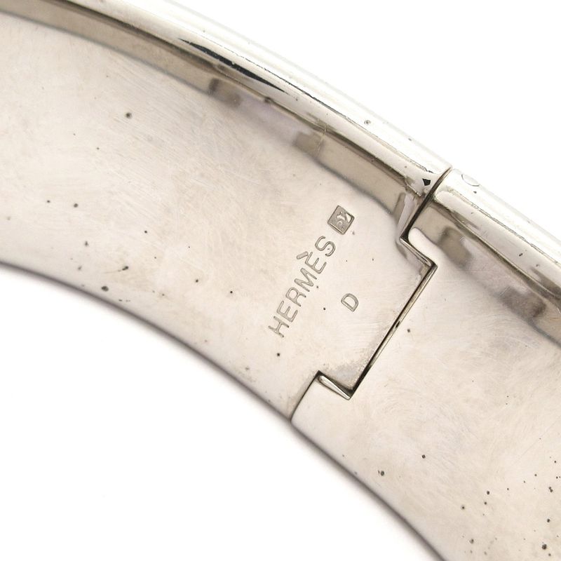 Hermes Bangle Click Crack H Silver X Light Pink