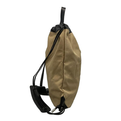 Fendi Backpack Sac - 7vz057 Beige X Black 2way Drawstring Shape Logo Leather