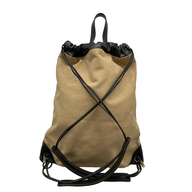Fendi Backpack Sac - 7vz057 Beige X Black 2way Drawstring Shape Logo Leather