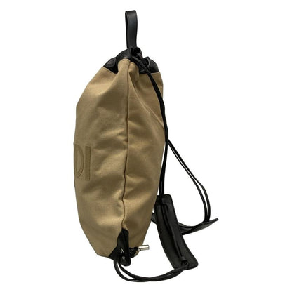 Fendi Backpack Sac - 7vz057 Beige X Black 2way Drawstring Shape Logo Leather