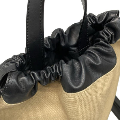 Fendi Backpack Sac - 7vz057 Beige X Black 2way Drawstring Shape Logo Leather