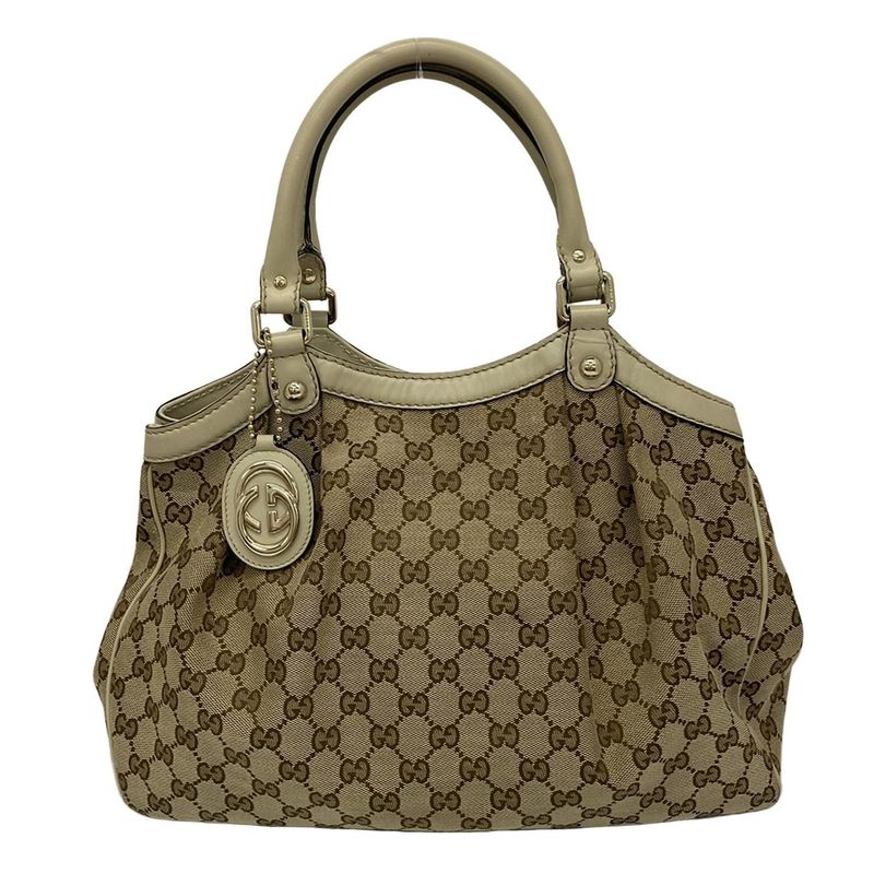 Gucci Tote Bag Sookie GG Pattern 211944 Beige X Ivory Leather