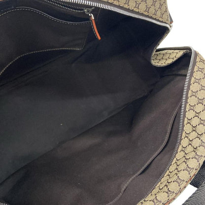 Celine Boston Bag Macadam Pattern Beige X Dark Brown Main Item No Lock Leather