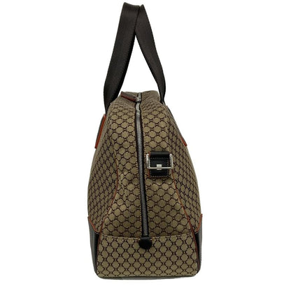 Celine Boston Bag Macadam Pattern Beige X Dark Brown Main Item No Lock Leather