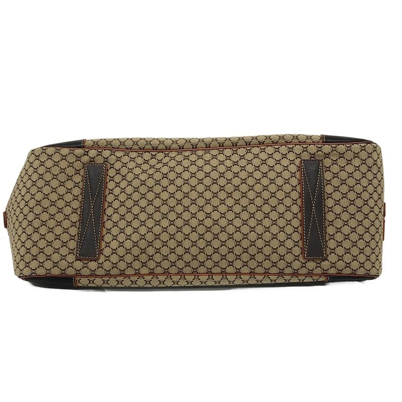 Celine Boston Bag Macadam Pattern Beige X Dark Brown Main Item No Lock Leather