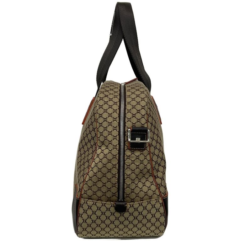 Celine Boston Bag Macadam Pattern Beige X Dark Brown Main Item No Lock Leather