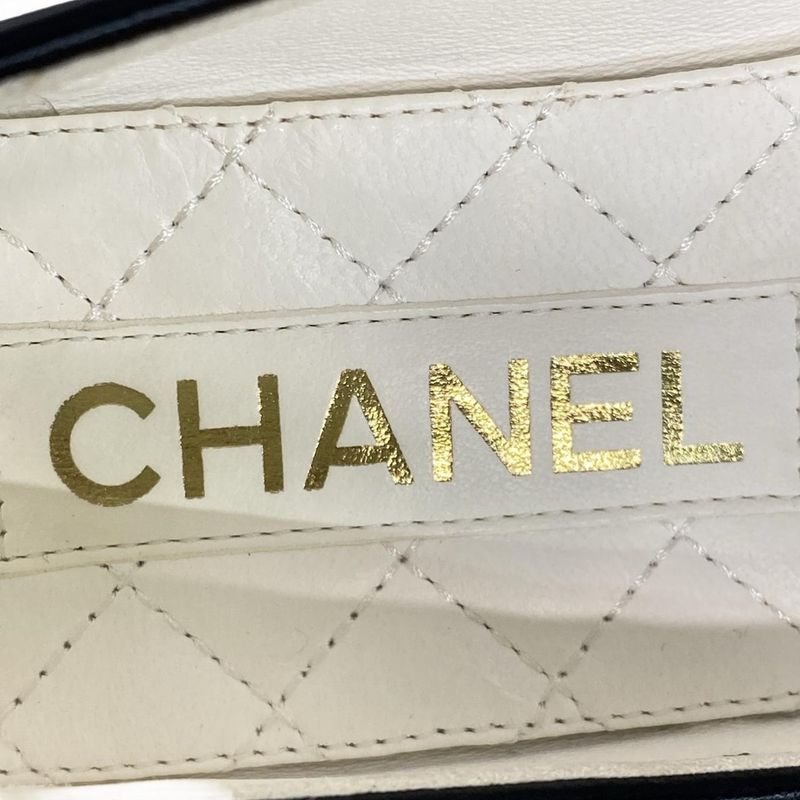 Chanel Flat Shoes 35 C Women's Ballerina G38986 Black Camellia Gold Hardware