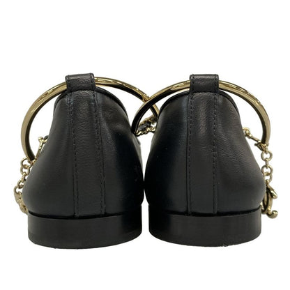 Chanel Flat Shoes 35 C Women's Ballerina G38986 Black Camellia Gold Hardware