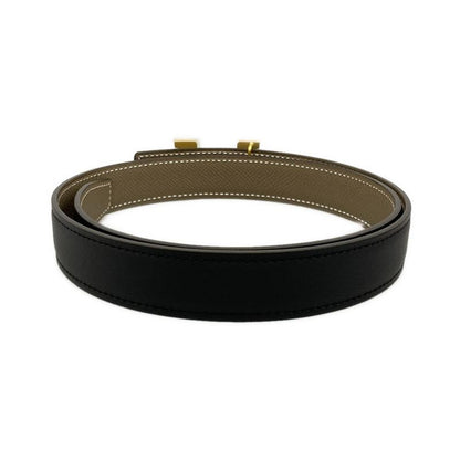 Hermes Belt 70 H Belt Black X Etoupe X Gold Reversible Gold Hardware