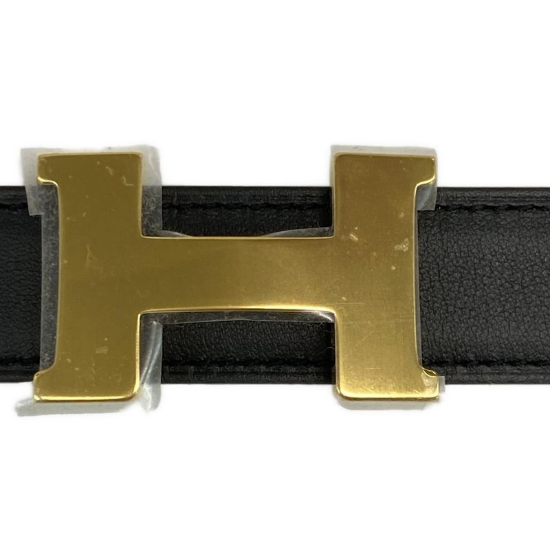 Hermes Belt 70 H Belt Black X Etoupe X Gold Reversible Gold Hardware