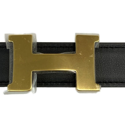 Hermes Belt 70 H Belt Black X Etoupe X Gold Reversible Gold Hardware