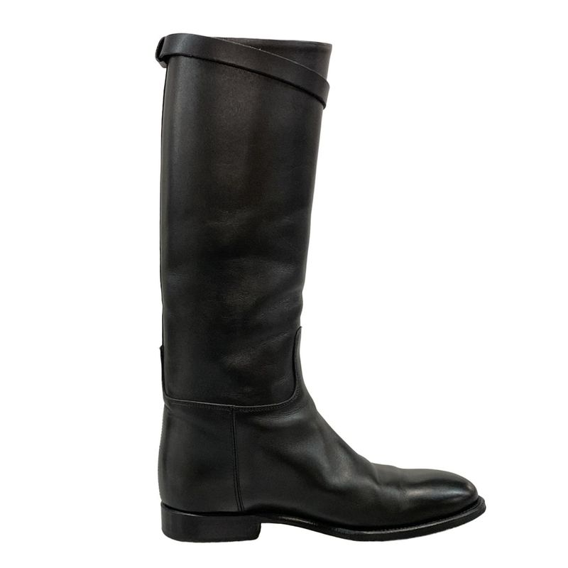 Hermes Long Boots 36 Women's Jumping Black Kelly Buckle Silver Hardware Leather