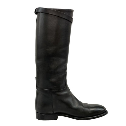 Hermes Long Boots 36 Women's Jumping Black Kelly Buckle Silver Hardware Leather