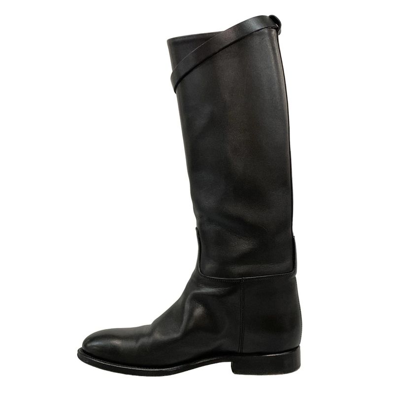 Hermes Long Boots 36 Women's Jumping Black Kelly Buckle Silver Hardware Leather