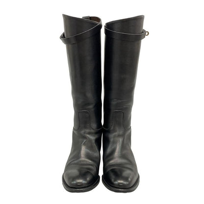 Hermes Long Boots 36 Women's Jumping Black Kelly Buckle Silver Hardware Leather