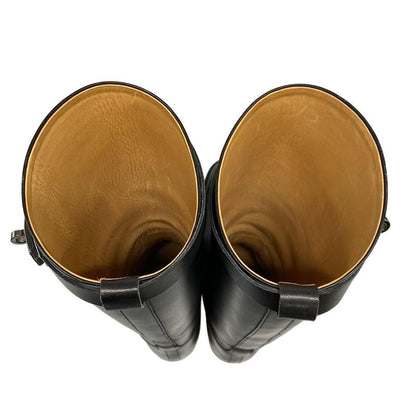 Hermes Long Boots 36 Women's Jumping Black Kelly Buckle Silver Hardware Leather