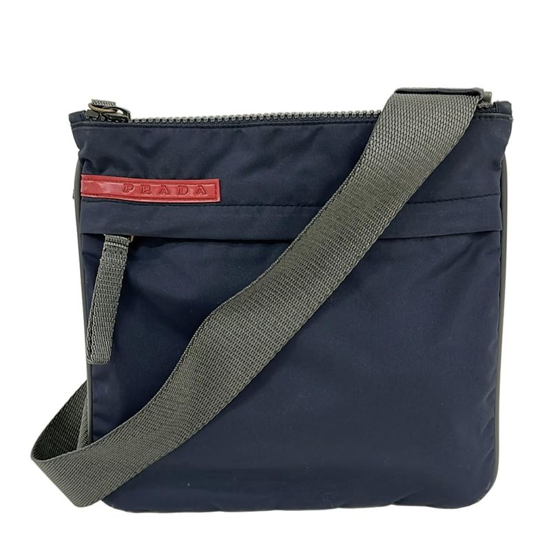 Prada Sport Shoulder Bag - Dark Navy X Dark Gray Leather