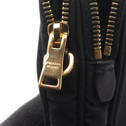 Prada Shoulder Bag Black Nylon Leather Triangle Logo Pochette Ladies Used A
