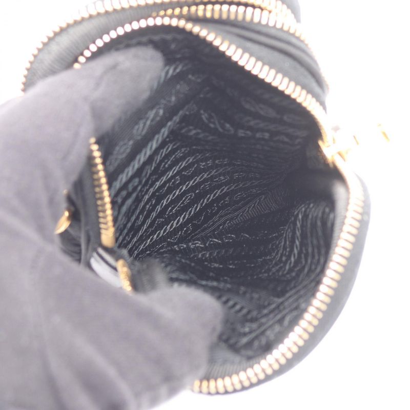 Prada Shoulder Bag Black Nylon Leather Triangle Logo Pochette Ladies Used A