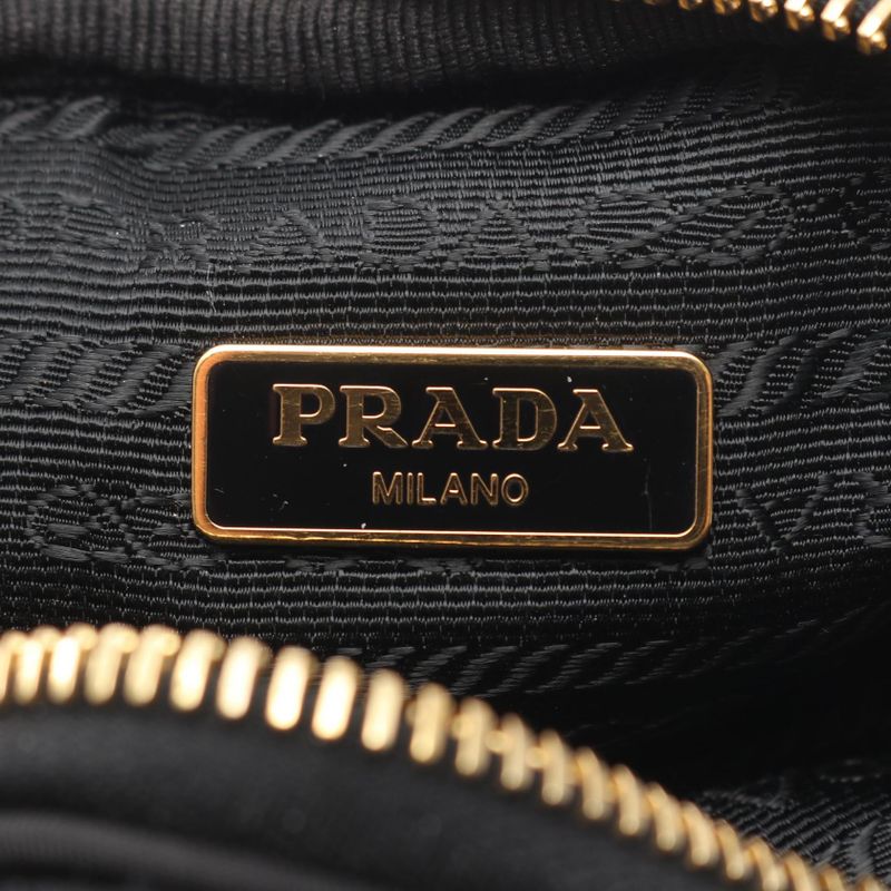 Prada Shoulder Bag Black Nylon Leather Triangle Logo Pochette Ladies Used A