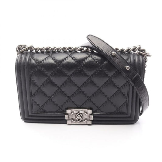 Chanel Shoulder Bag Boy Chanel Black Lambskin Boy Chanel Wild Stitch Chain