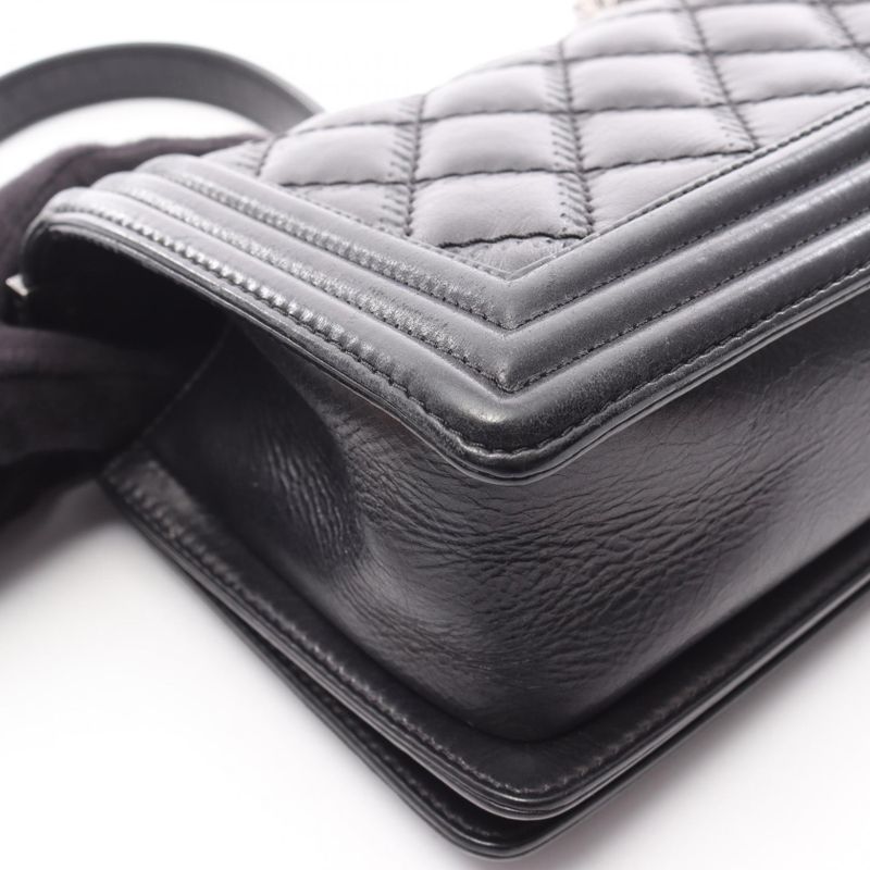 Chanel Shoulder Bag Boy Chanel Black Lambskin Boy Chanel Wild Stitch Chain