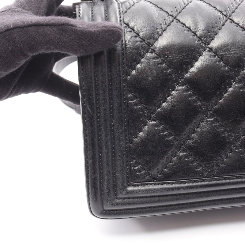 Chanel Shoulder Bag Boy Chanel Black Lambskin Boy Chanel Wild Stitch Chain