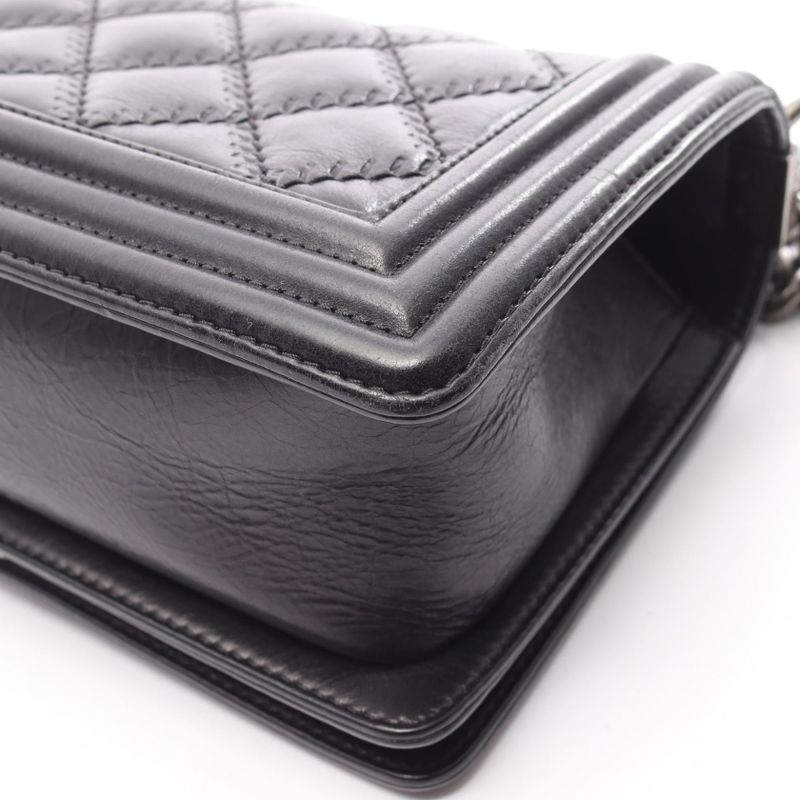 Chanel Shoulder Bag Boy Chanel Black Lambskin Boy Chanel Wild Stitch Chain