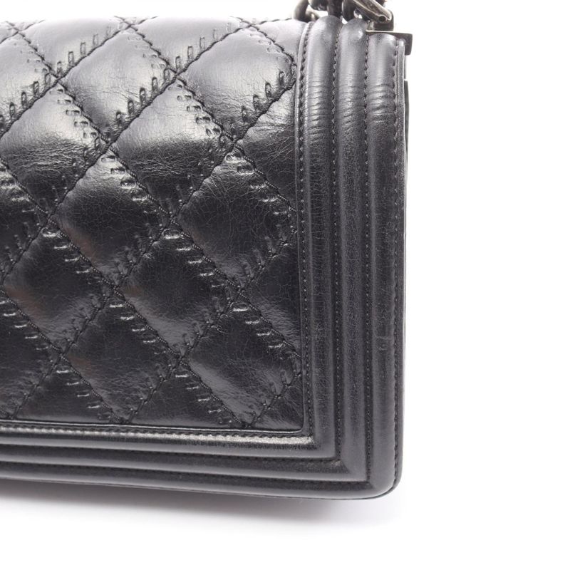 Chanel Shoulder Bag Boy Chanel Black Lambskin Boy Chanel Wild Stitch Chain