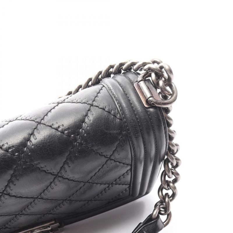 Chanel Shoulder Bag Boy Chanel Black Lambskin Boy Chanel Wild Stitch Chain