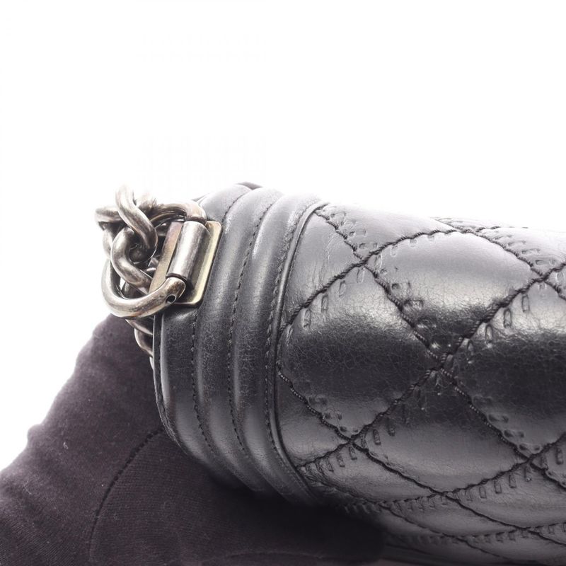 Chanel Shoulder Bag Boy Chanel Black Lambskin Boy Chanel Wild Stitch Chain
